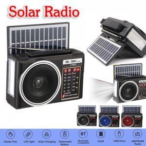 Radio AM FM SW Solar Emergency Radio Battery Powered Bluetooth Compatible Solar Weather Radio LED Lampe de poche multiples avec haut-parleur