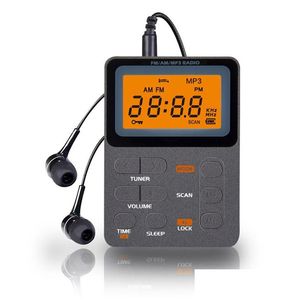 Radio Amfm Pocket Portable Mini Tuning numérique Walkman avec écouteurs stéréo LED Disaply Lecteur de musique MP3 221114 Drop Delivery Electro Dhwqd