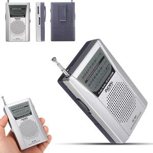 Radio Mini Silver Portable LED AMFM Antena telescópica Ser Receptor de bajo consumo de energía 230331