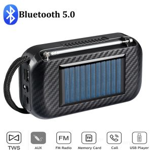 Radio Portable Solar Radio FM Radios Récepteur TWS TWS Bluetooth Stéréo haut-parleur TF / USB / AUX MP3 avec lampe LED / micro pour aîné