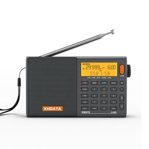 Radio XHDATA D808 Gris Portable Haute Sensibilité et Son Profond FM Stéréo Multi Bande Complète avec Affichage LCD Alarme Température 230801