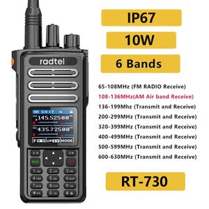 Radtel RT-730 IP67 Impermeable de 10 W Band Walkie Walkie Band Full Amateur Ham 199ch HT USB-C Batería Noaa FM AM UHF VHF SATCOM 240430