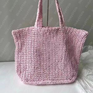 Raffia Tote Bolso de paja Bolsos de diseñador Bolso de hombro para mujer Bolso de ropa de cama de verano petit sac Bolsos de lujo Tejido a mano vacaciones en la playa Monedero de ganchillo dicky0750