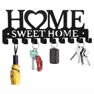Rails mural porte-clés support Sweet Home noir métal organisateur de rangement manteau serviette crochets suspendus cintres pour la décoration de la maison
