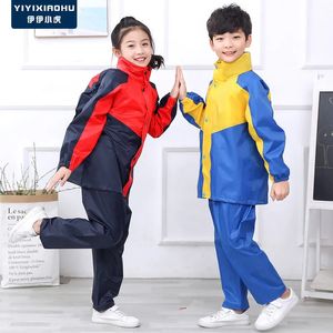 Vêtements de pluie imperméables pour enfants, combinaison imperméable et épaisse pour tout le corps, pour garçons et filles, cartable fendu en tissu Oxford 231031