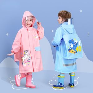 Rain Gear EVA children's raincoat girls' whole body waterproof boys' kindergarten pupils' poncho with schoolbag 230511