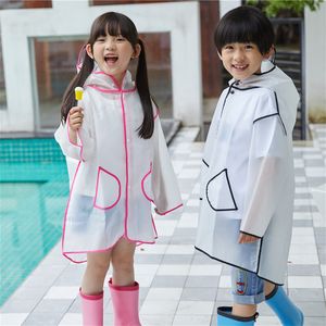 Rain Gear Kids Raincoat Waterproof Rain Poncho Clear Transparent Children kindergarten school Student Rainsuit Protective Poncho Covers 230511