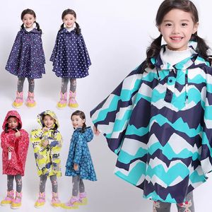 Rain Gear Kids Stylish Poncho Waterproof Jacket Coat for Girls Boys Cape coat Hooded wear Printed Thin rain jacket 231031