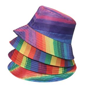 Rainbow Bucket Hat LGBT Pride Fisherman Cap Outdoor Bench Sun Protection Hat para Unisex Hombres Mujeres i0612