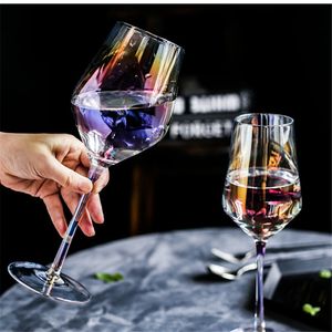 Rainbow Crystal Glass Goblets Colorful Wine Glass Juice Drink Champagne Goblet Party Barware Cena Taza de agua Decoración del hogar Y200107