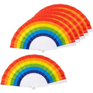 Rainbow Fan Gay Pride LGBT Party Os en plastique Rainbow Handheld 23cm Fans Music Festival Club Event Gifts Wholesale GG