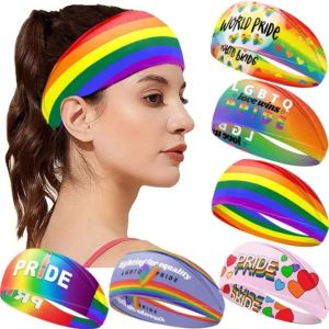 Arc-en-ciel Bandeau Rayures colorées LGBT Sweat Bands Pride Bandeau Stretchy Athlétique Protection de l'oreille Head Wraps Unisexe pour l'exercice de course NOUVEAU