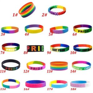 Rainbow LGBT Pride Party Pulsera LGBTQ Pulseras de goma de silicona LGBTQ Accesorios Regalos para gays lesbianas Mujeres Hombres al por mayor