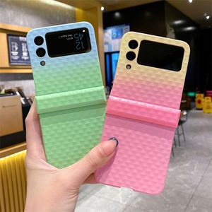 Rainbow Multicolor Gradient Matte PC Phone Case para Samsung Galaxy Z Flip 4 Flip3 5G Candy Bisagra Plegable Shell Cover