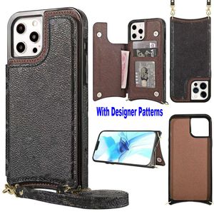 Portefeuille de mode iPhone 14 Pro Max Cases Classic Monogram Pattern Wallet Cover iP13 12 11 Luxury Designs Anti-Slip Scratch Resistant with Card Slot designer phone case