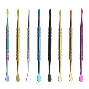 Arc-en-ciel Argent Dab Outil Fumer Accessoires Long Dabber Outil Métal Unique Fumée pour Cire Herbe Sèche En Gros GJ01