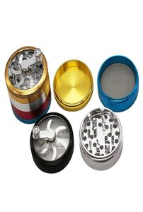 Arc-en-ciel Hand Crank Tobacco Herb Grinder Aluminium ALLIAGE 4 parties 63 mm de diamètre accessoires fumeurs