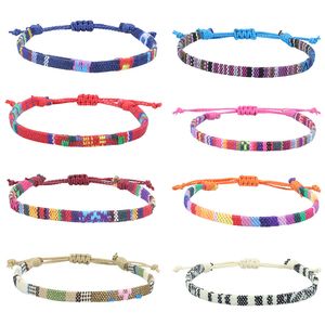 Rainbow Woven Bracelets Cotton Linen Bohemian Friendship Bracelet Vacation Beach Fashion Accessories