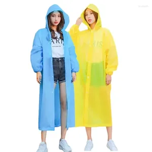 Réutilisables Eva Hooded Rain Coat Unisexe étanche Poncho Long Affiche du vent Randonnée extérieure Camping transparent transparent