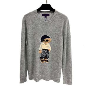 Ralphs Designer Sweater Lawrence Qualité Originale Automne / Hiver Nouvelle Industrie Lourde Broderie Petit Ours Poupée Cachemire Laine Mélangée Chemise En Tricot