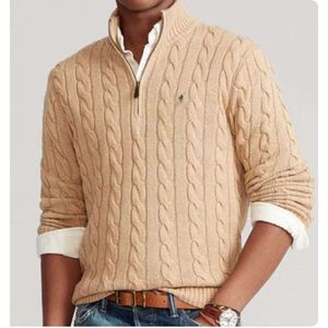 Ralphs Turtle Neck Sweaters Designer Fashion Laurens Pull tricoté pour hommes et femmes Pull à col haut et fermeture éclair Polo à col montant Veste en laine à base de laine