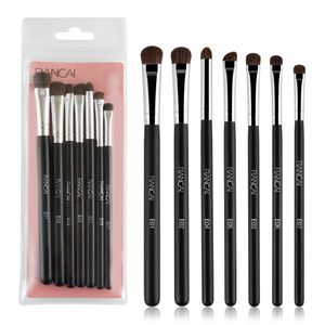 RANCAI 7pcs maquillaje de la sombra de ojos del cepillo del sistema Natural Animal Caballo Pony Soft Hair Cosmetics mezcla de manchas Pincel Kit de belleza