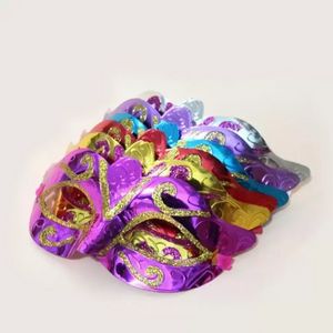 Máscara de fiesta enviada de color aleatorio Hombres Mujeres con Bling Gold Glitter Máscaras venecianas de disfraces de Halloween para disfraces Cosplay Mardi Gras 0816