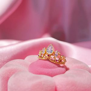 Anillos de corona de Rapunzel, anillo de princesa para mujer, accesorios de joyería Geek de boda a la moda, anillos ajustables chapados en oro, regalo para ella