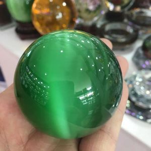 Rare Natural Quartz Green Cat Eye Crystal Bola de curación de la bola de curación 60 mm + stand 5aaa
