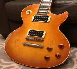 Raro tradicional Slash VOS Envejecido MJT Custom 2012 Honey burst Guitarra Tapa de arce liso liso Una pieza Mástil de los años 50 Encuadernación de trastes Eléctrico 5107887