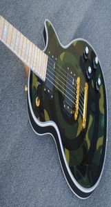 Rare Zakk Wylde MatteCamouflage Black Bullseye Guitare électrique Copie EMG Pickups Gold Truss Rod Cover Touche en érable MOP Blo2555748