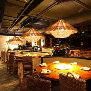 Lampes suspendues en rotin lustre nid de bambou lampe de maison Bar Restaurant balcon lustres à vin du sud-est