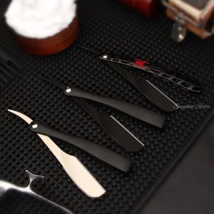 Razor Barber Shop Zinc Alliage Pliage rasage Couteau Abs / Metal Spider Handle Men Straight Edge Razors Rabouissement Rasoir avec lame de plumes