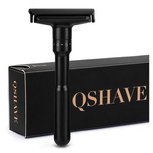 Razors Blades QShave Luxurious Black Adjustable Safety Can Design Name on It Classic Stand Men Shaving 5 Gift 230509