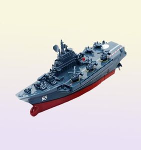 Barco RC 24GHz Control remoto Buque de buque de guerra Battleship Cruiser High Speed Boat RC Racing Toy Dark Blue2691785