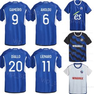 RC Strasbourg Soccer 7 Angelo Gabriel Jerseys Club 12 Lebo Mothiba 1 Matz Sels 22 Gerzino Nyamsi 3 Thomas Delaine 19 Habib Diarra Kits de maillots de football 23-24 Marine Blanc