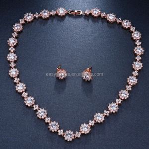 Re4795 – collier et boucles d'oreilles ronds en cristal Cz, ensemble de bijoux de mariée de luxe, dîner de mariage, cadeau pour petite amie