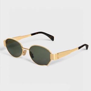 Leer computadora Marco de espejo para hombre para gafas de sol Mujeres Mujeres Triomphe Moda Gafas de sol con montura ovalada 40235 Mujeres Patas de espejo de metal Verde Len Wo