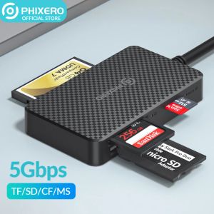 Lecteurs Phixero Multi Micro SD Card Reader TF CF MS Flash Memory Memory Stick Adaptateur USB A Type C 3.0 MicroSD Interrupteur pour PC 1TB 2TB
