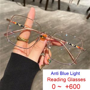 Reading Glasses Big Frame Anti-blue Light Glasses Men Women Fashion Oversized Clear Lens Eyeglasses Vision Care Metal Square Reading Glasses 230809