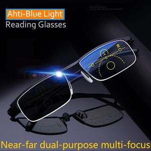 Lunettes de lecture Lunettes de lecture progressives multifocales intelligentes pour hommes femmes à usage proche et à double usage Anti-Blue Light réglage automatique Lunettes 230516