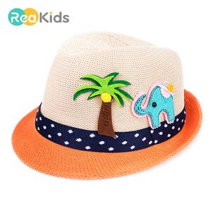 REAKIDS, gorra de Jazz para bebés y niños, sombreros de cubo de playa de dibujos animados, sombrero para el sol al aire libre de verano para niños, venta al por mayor, mezcla de 3 unids/lote