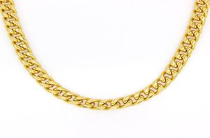 Collier de chaîne de chaîne cubaine à l'or jaune réel 10 km