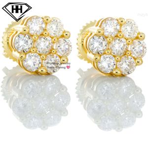 Boucles d'oreilles en forme de fleur pour femmes, en or véritable 14 carats, 2 carats, diamants naturels Gia, clou à vis arrière et accessoires, vente en gros