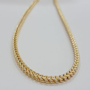 Véritable collier plaqué or 14 carats Franco Chain 4mm 22 pouces Diamond Cut Mens 14k Yellow Gold