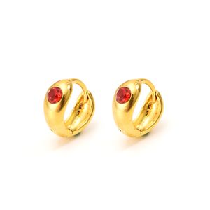 Véritable 14k jaune BIG Gold REMPLI boucle d'oreille LARGE boucles d'oreilles créoles tubulaires sans fin créoles TWIST continues (unisexe) rouge feu CZ HUGE