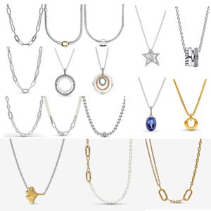 Colección de Plata de Ley 925 auténtica collar DIY de moda para cadena Base de dijes de perlas collar de mujer regalo de joyería