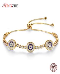 REAL 925 STERLING Silver for Women Charms Evil Eye Lucky Hamsa Blue Cz Yellow Gold Tennis Bracelets Bijoux pour hommes 9348519