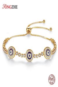 REAL 925 STERLING Silver For Women Charms Evil Eye Lucky Hamsa Blue Cz Yellow Gold Tennis Bracelets Bijoux pour hommes 4838276