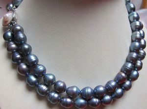 Collar de perlas barrocas negras naturales de 11-13mm tahitiano hermoso y real
